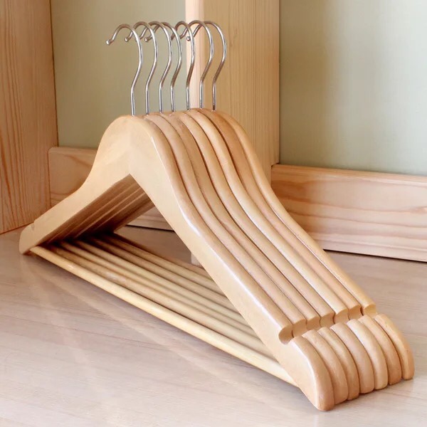 10 Móc Gỗ Treo Quần Áo Vàng Thanh Ngang 44.5cm