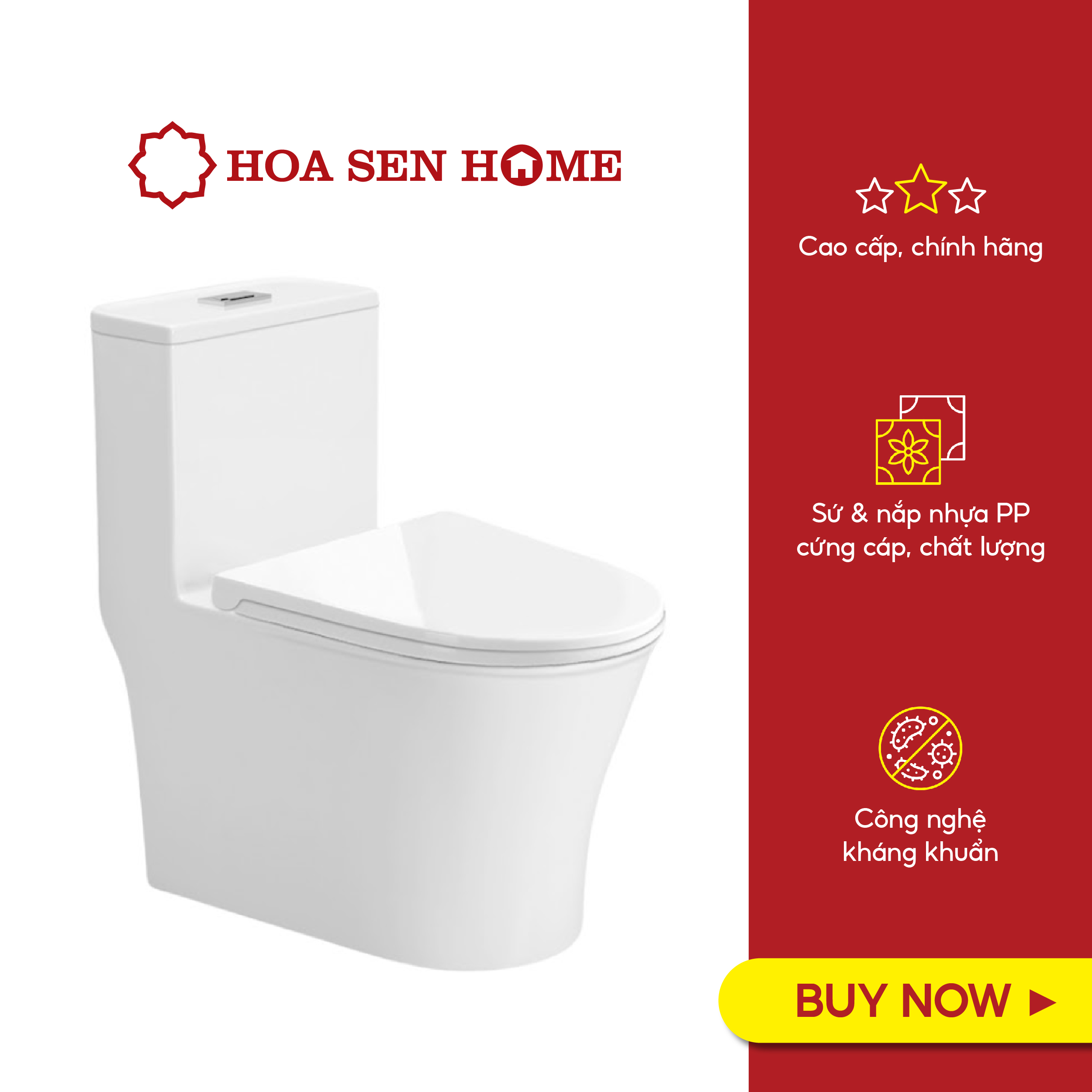 Bồn cầu một khối TUSLO COC6830 xoáy lỗ đôi 2 tia đẩy thẳng cuốn trôi mọi chất bẩn bám - Hoa Sen Home - Hàng chính hãng