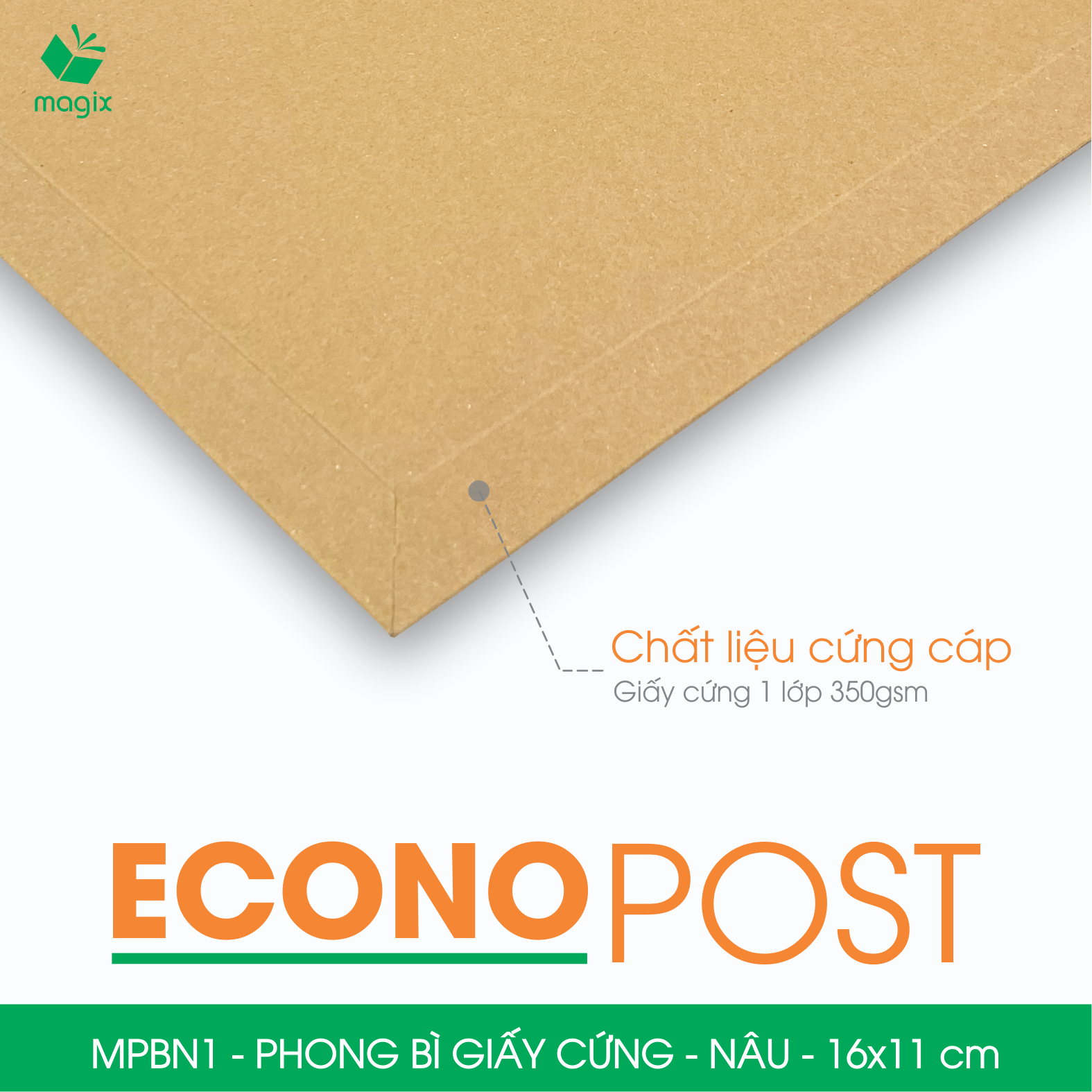 MPBN1 - 16x11 cm - Combo 60 phong bì giấy cứng đóng hàng màu nâu thay thế túi gói hàng