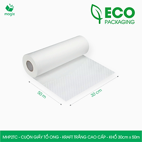 MHP2TC - 30cm x 50m - Cuộn giấy tổ ong chống sốc - Kraft trắng Cao Cấp - Giấy gói hàng, gói quà