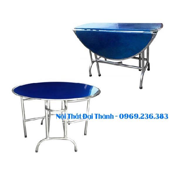 Bàn tròn gấp 3 cao cấp inox 304 không rỉ sét bền bỉ