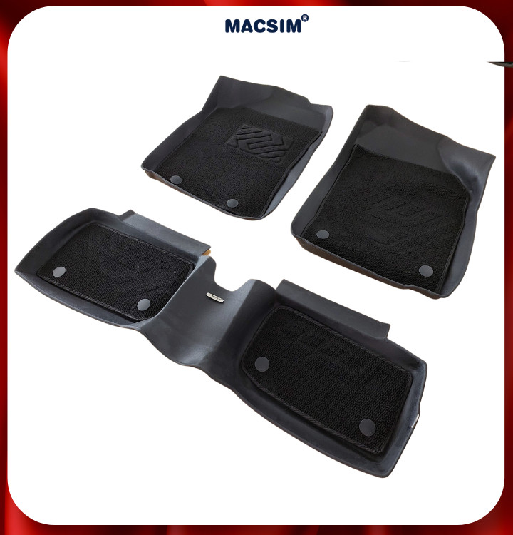 Thảm lót sàn ô tô 2 lớp cao cấp dành cho xe Toyota Wigo 2017-2022 (sd) nhãn hiệu Macsim chất liệu TPE màu đen