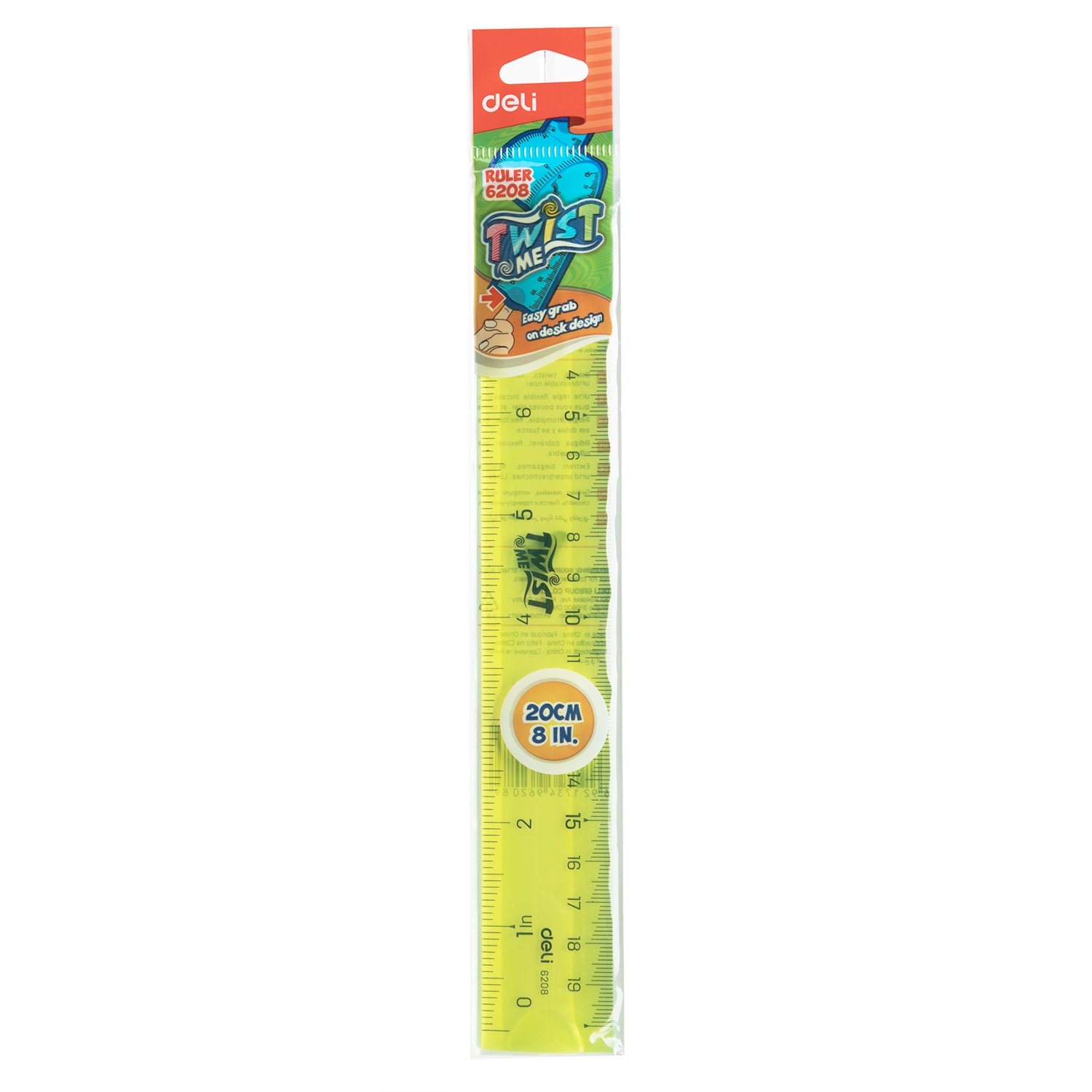 Thước Kẻ Nhựa Dẻo Ecopvc 20Cm Deli - Màu Ngẫu Nhiên - 2 Chiếc - E6208