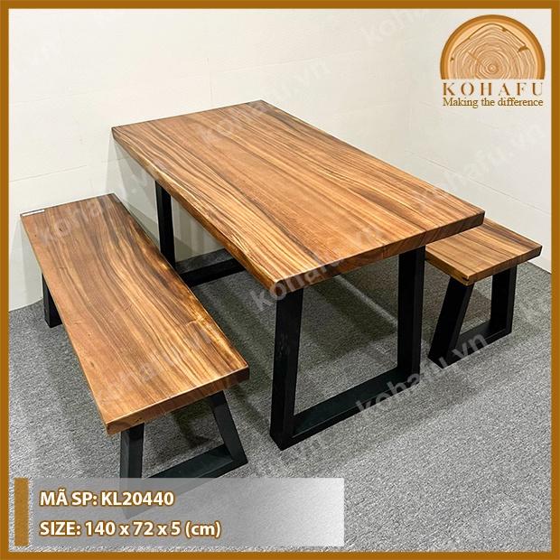 BÀN ĂN GIA ĐÌNH CHỮ NHẬT GỖ NGUYÊN TẤM ME TÂY - KL20440