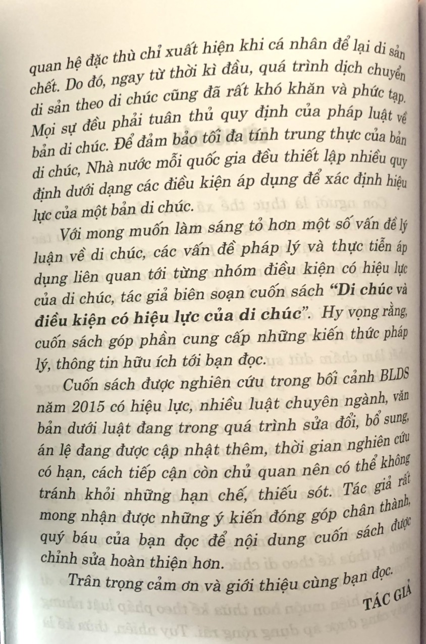 Di chúc và điều kiện có hiệu lực của di chúc