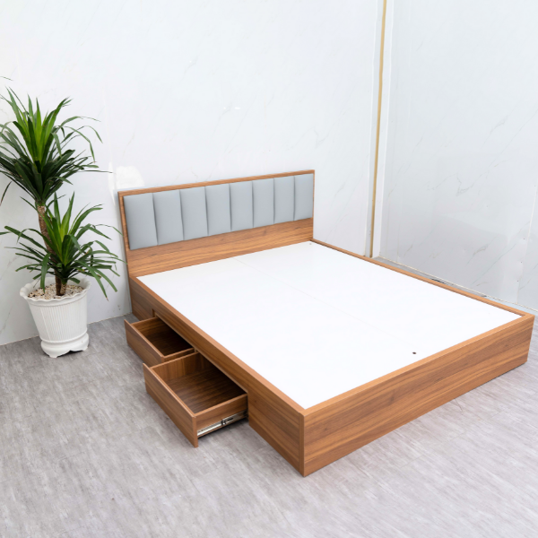 Giường ngủ MDF Juno sofa HLMCT bọc nệm kèm hộc kéo lựa chọn màu ván nệm bọc KT 1m6/1m8
