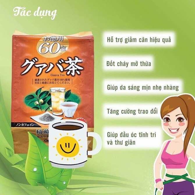 Trà ổi giảm cân Orihiro Nhật Bản (60 gói) tặng gói trà sữa hoặc cafe ngẫu nhiên