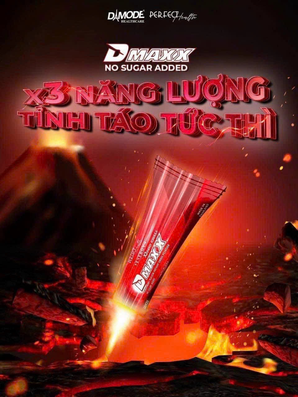 DMAXX thức uống bổ sung vitamin năng lượng không đường DAMODE 77 gói màu đỏ mỗi gói 2,2gr