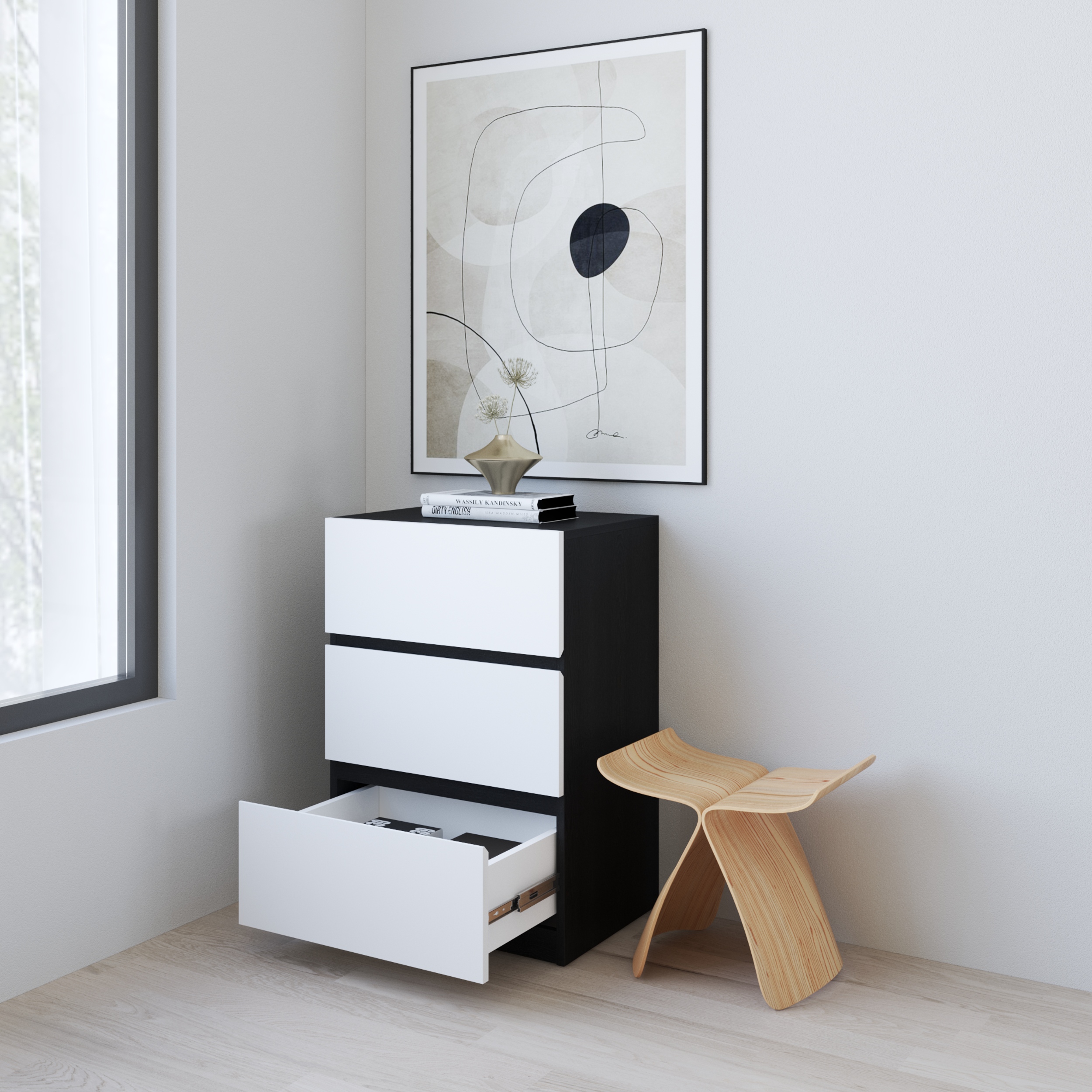 HAPPY FURNITURE , Tủ lưu trữ 3 ngăn kéo - KALA, THK_292 , 55cm x 40cm x 80cm DxRxC