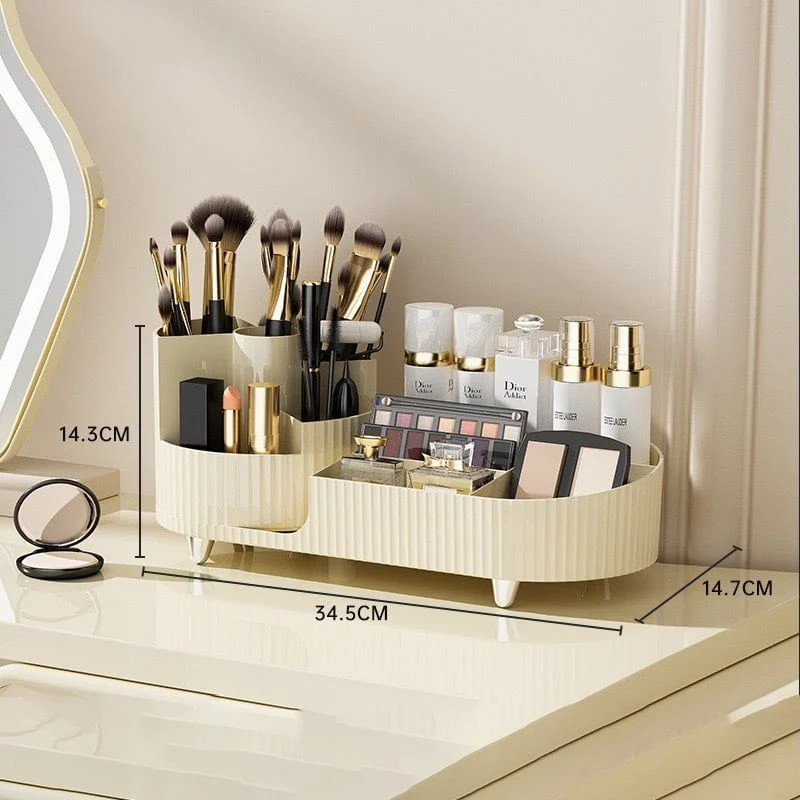 Kệ mỹ phẩm để đồ trang điểm xoay 360 độ, Kệ Hộp Để Phụ Kiện Trang Sức Nữ Trang chia nhiều ngăn lớn đựng đồ tiện lợi, đa năng