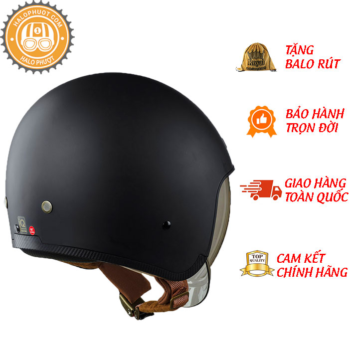 Nón bảo hiểm 3/4 ROYAL M139 có kính âm màu ĐEN NHÁM