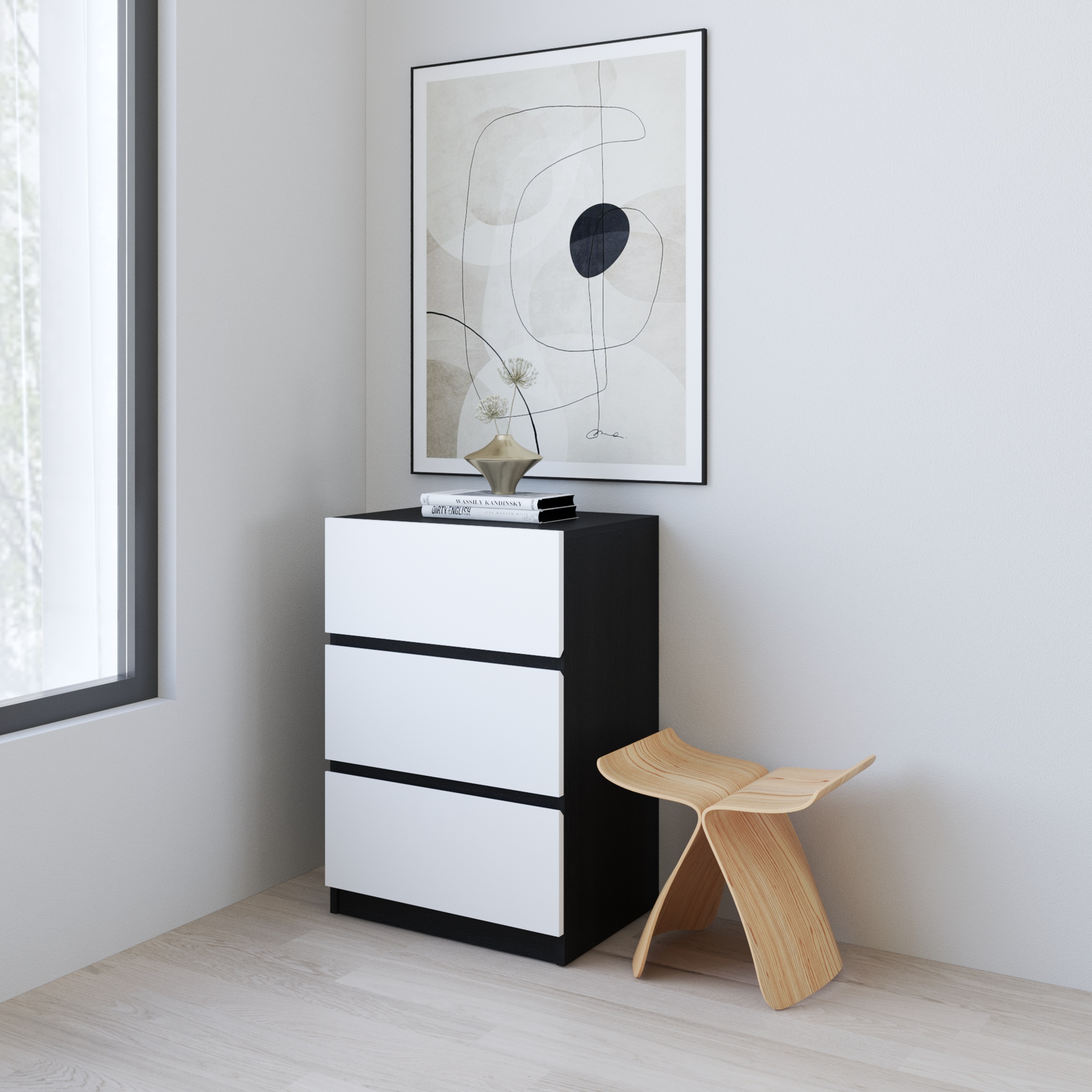 HAPPY FURNITURE , Tủ lưu trữ 3 ngăn kéo - KALA, THK_292 , 55cm x 40cm x 80cm DxRxC