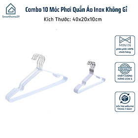 Combo 10 Móc Phơi Inox Không Gỉ, Móc Treo Quần Áo Chịu Nhiệt Cho Trẻ Em và Người Lớn - HÀNG CHÍNH HÃNG MINIIN
