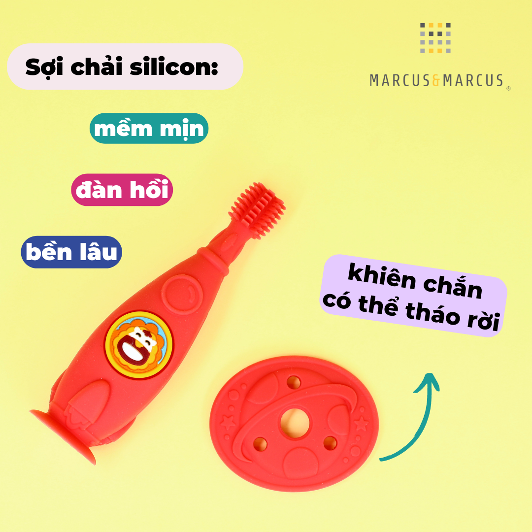 Bàn chải tập đánh răng và mát xa nướu silicon 360 cho bé Marcus & Marcus, từ 12 tháng - Lola