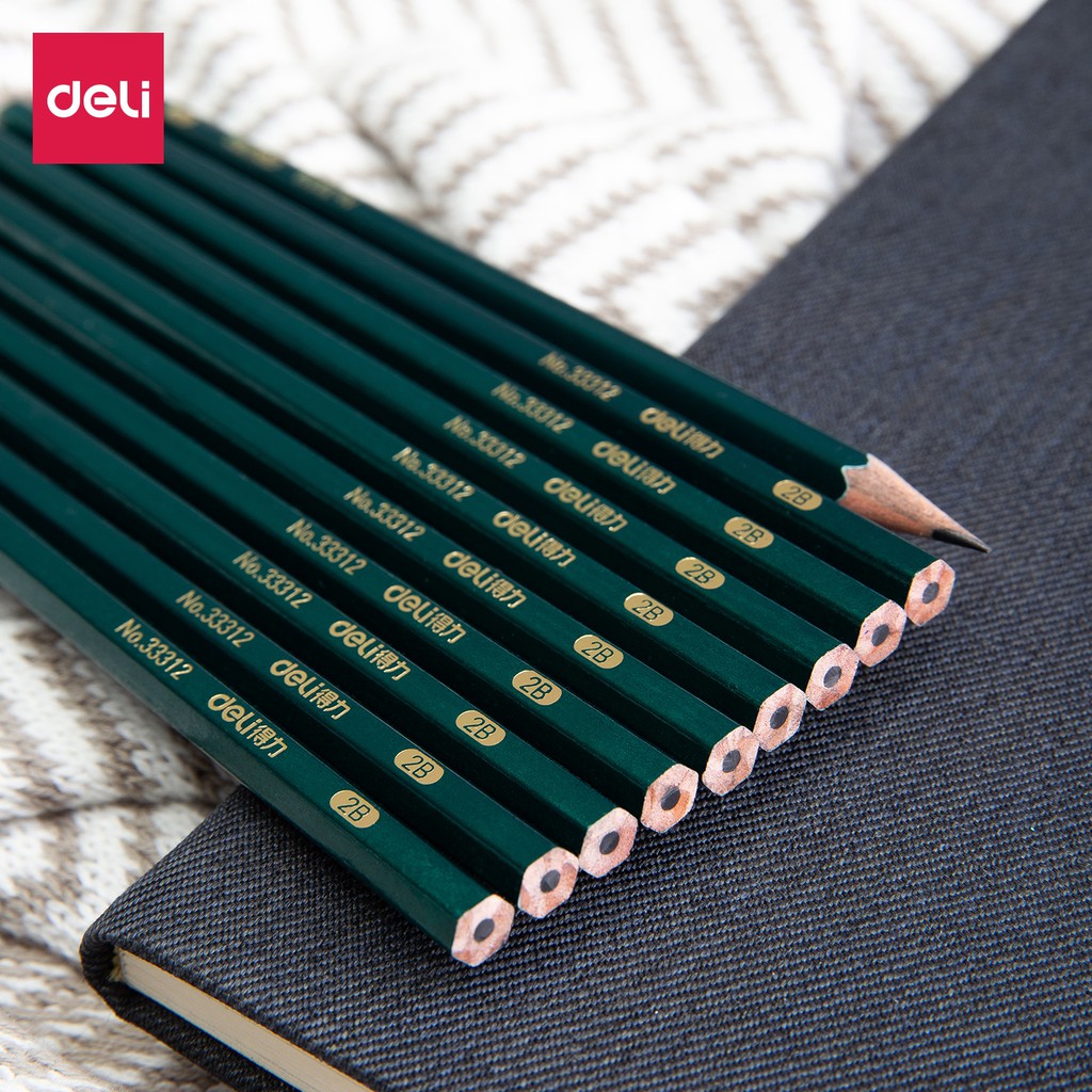 Bút chì lục giác Deli - bút chì gỗ - loại 2B/HB - 10 chiếc/hộp - 33158 / 33159