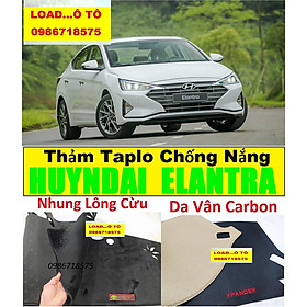 Thảm Taplo Chống Nắng Xe Huyndai Elantra 2022-2018 Mẫu Da Carbon, Nhung Lông Cừu Cao Cấp