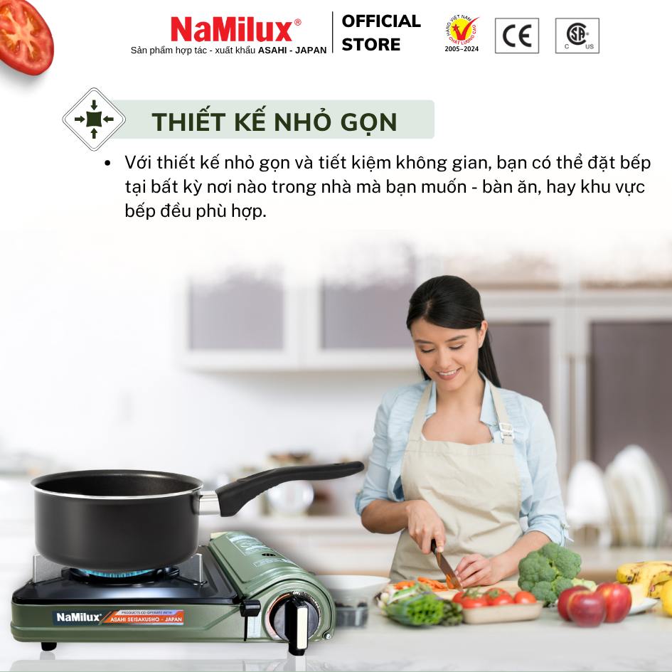 Bếp Gas Mini Cao Cấp NaMilux NH-P3320PF│Van Ngắt Gas An Toàn 2 Cấp│Công Suất 2.6 Kw (2.200 kcal/giờ)│Hàng Chính Hãng