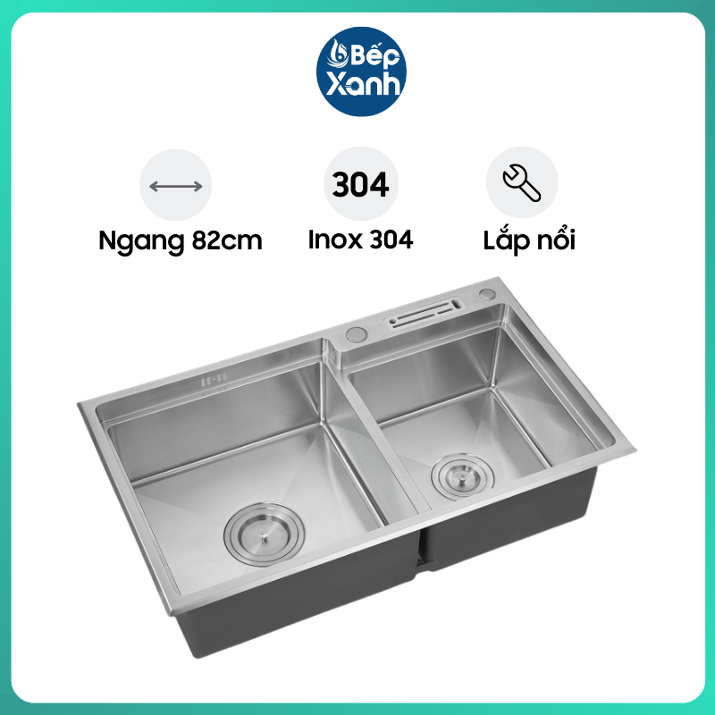 Chậu Rửa Chén Ecalite ESD-8248HS - Lắp Nổi - Ngang 82cm - Inox 304 Cực Bền - Hàng Chính Hãng