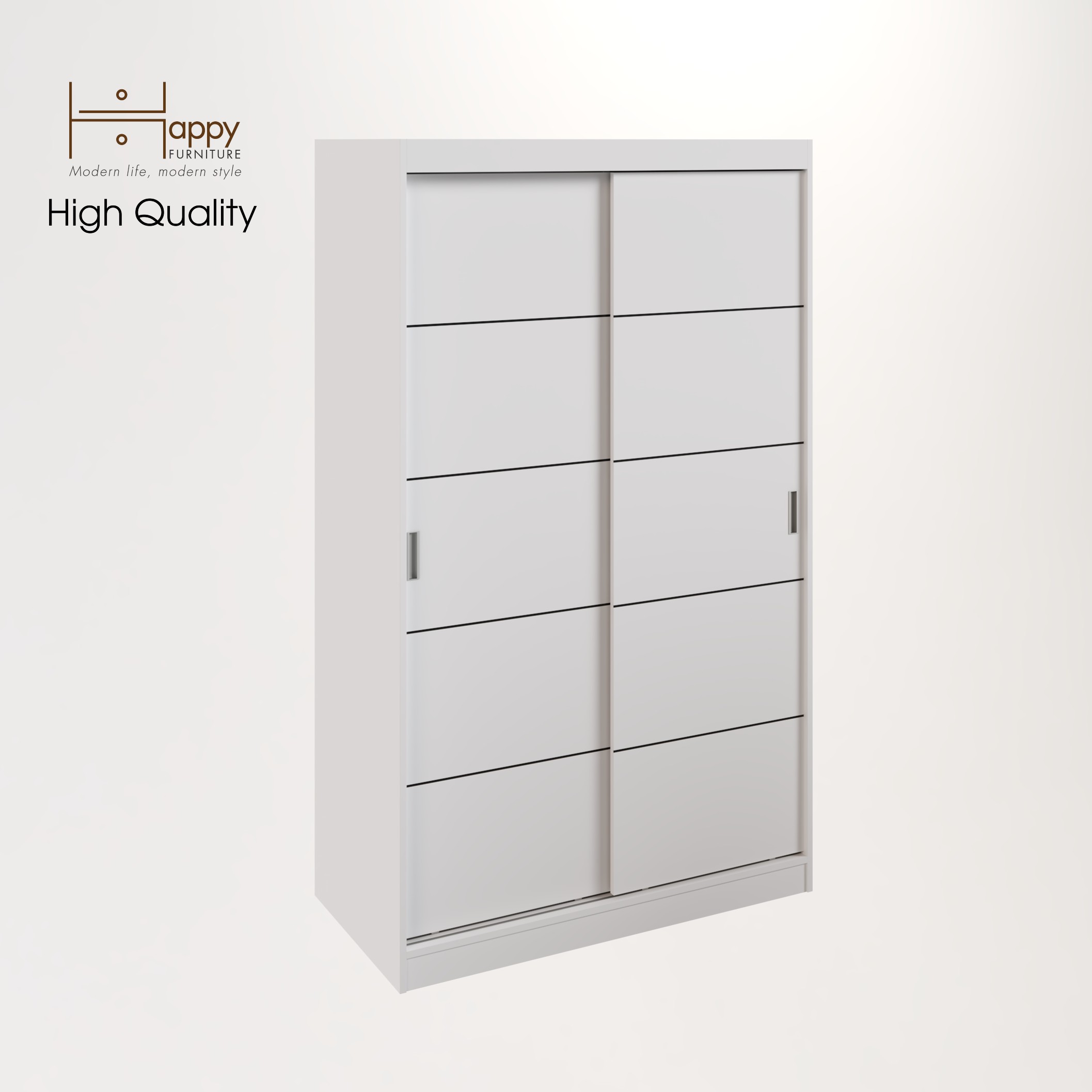 HAPPY FURNITURE , Tủ treo quần áo cửa lùa - RUNI , TCL_005 , 120cm x 60cm x 203cm