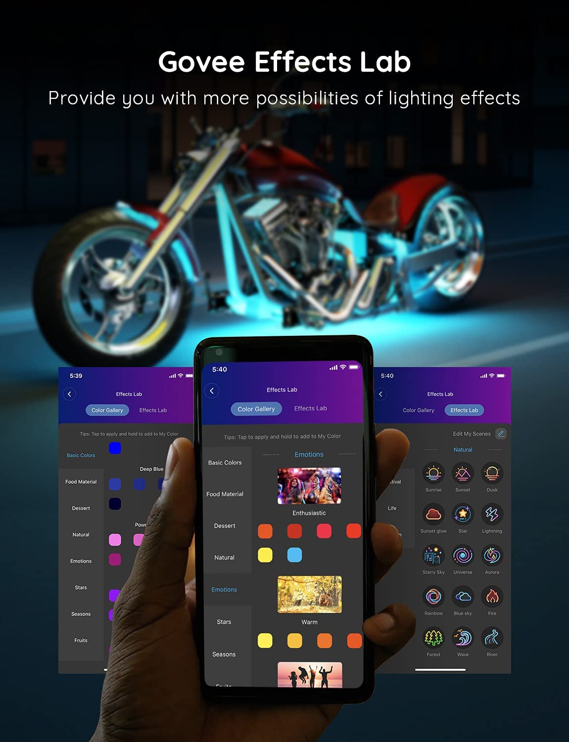Đèn gầm xe máy Govee Motorcycle LED Light Kits H6194 | Gồm 12 dải led kháng nước, RGB 16 triệu màu nháy theo nhạc