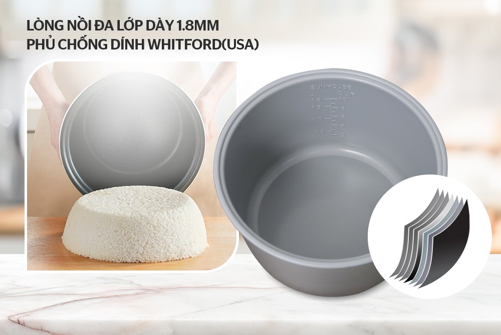 Nồi cơm điện 1.8L SUNHOUSE SHD8662 - Hàng chính hãng