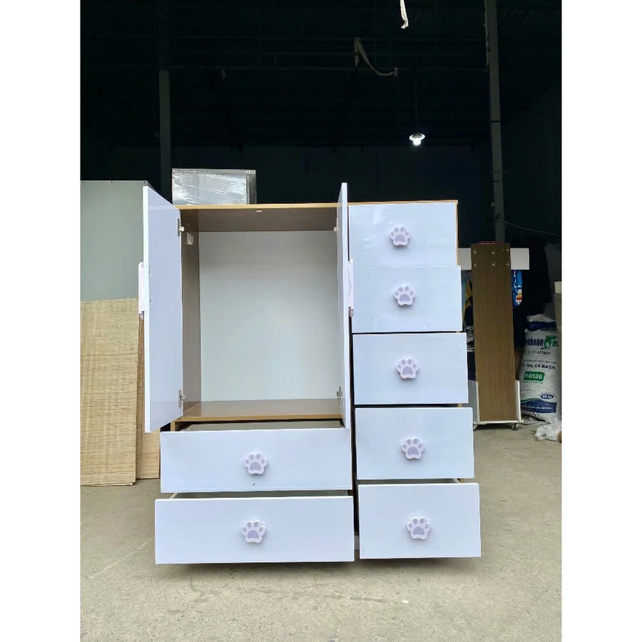Tủ quần áo nhựa đài loan cho bé cao 1m25 x ngang 1m05 x sâu 40cm tay nắm gấu