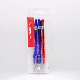 Combo bút bi STABILO Bille 508N F/XF - Bộ 4 bút (2 xanh+ đỏ+ đen), 0.7mm + Ruột bút (BP508NF-C4R)