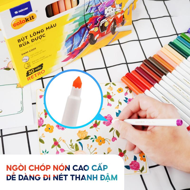 Hộp 20 Bút Lông Màu Rửa Được Washable Fiber Pen - Colokit SWM-C009