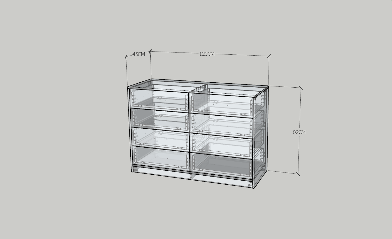 HAPPY FURNITURE , HEINEE - Tủ lưu trữ 8 ngăn kéo, THK_235 , 120cm x 45cm x 82cm DxRxC, sản phẩm phổ thông