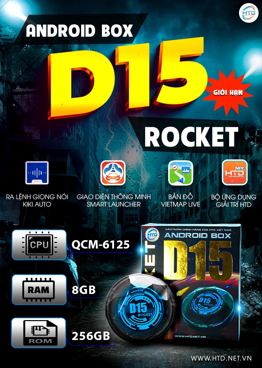 Siêu phẩm D15 Rocket chuyển đổi màn hình Android ô tô - Cấu hình khủng RAM 8GB/ RAM 265GB/ QCM-6125