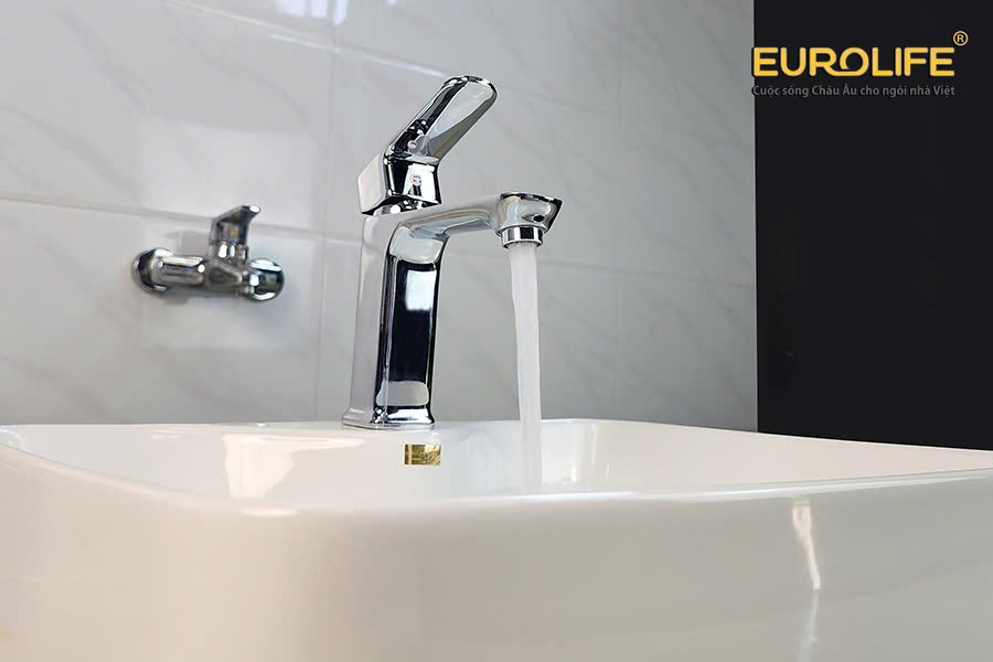 Vòi Lavabo nóng lạnh Đồng mạ Chrome Eurolife EL-8002 (Trắng bạc)