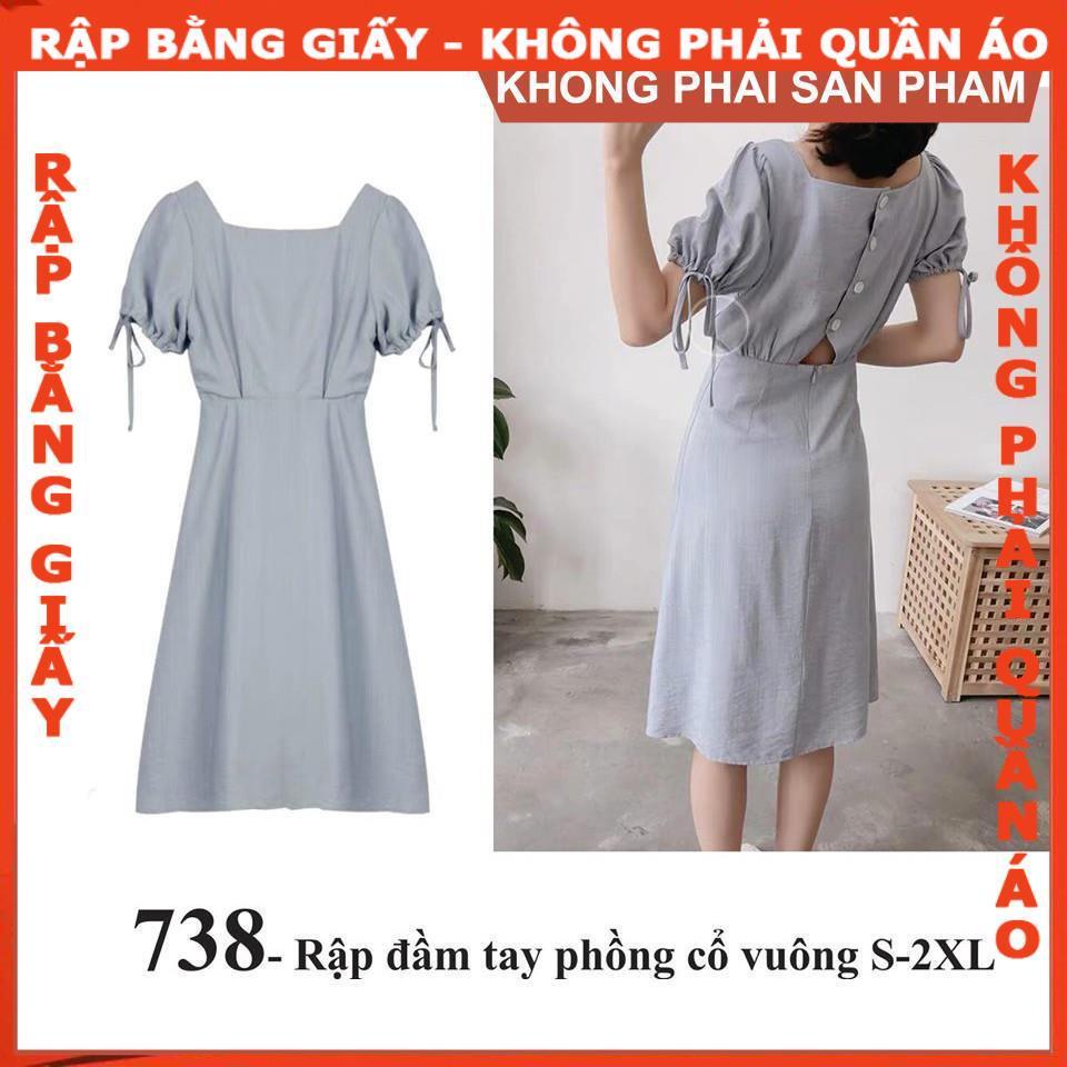 Rập giấy mã 738 (BẢN VẼ) rập đầm cổ vuông