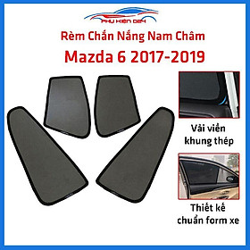 Bộ 4 rèm chắn nắng nam châm Mazda 6 2017-2018-2019 khung cố định chống tia UV