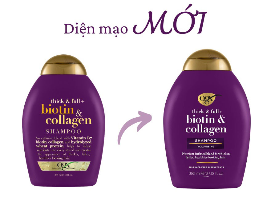 Dầu Gội OGX Thick & Full Bổ Sung Biotin Collagen Cho Tóc 385ml