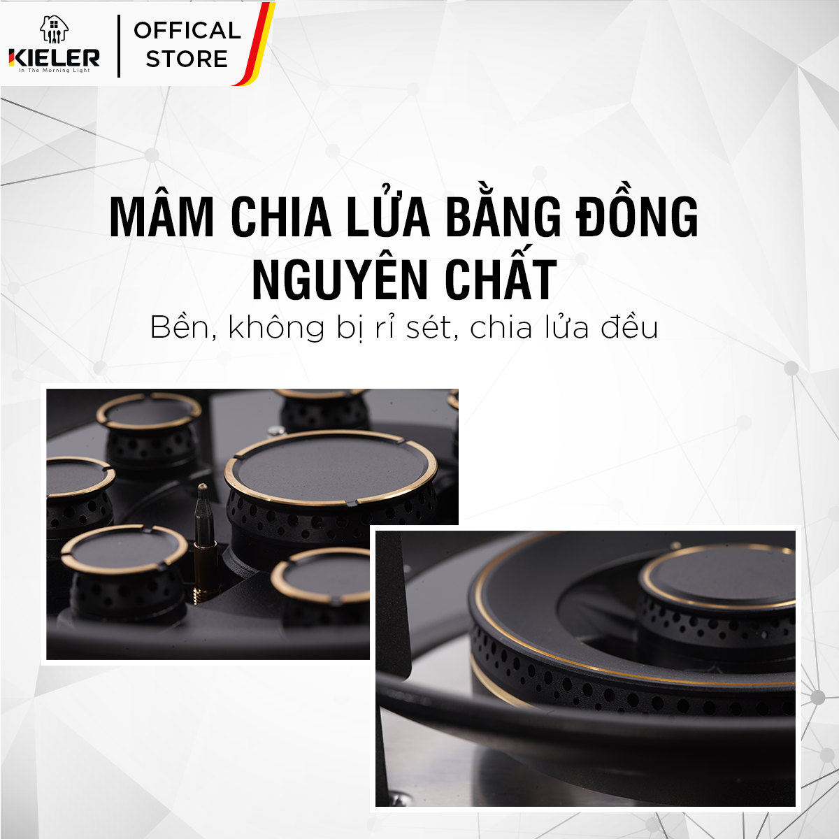 Bếp gas mặt kính cường lực KIELER KL-G153 tiết kiệm gas, công suất mạnh 5200W, mặt bếp chịu nhiệt tốt - Hàng chính hãng
