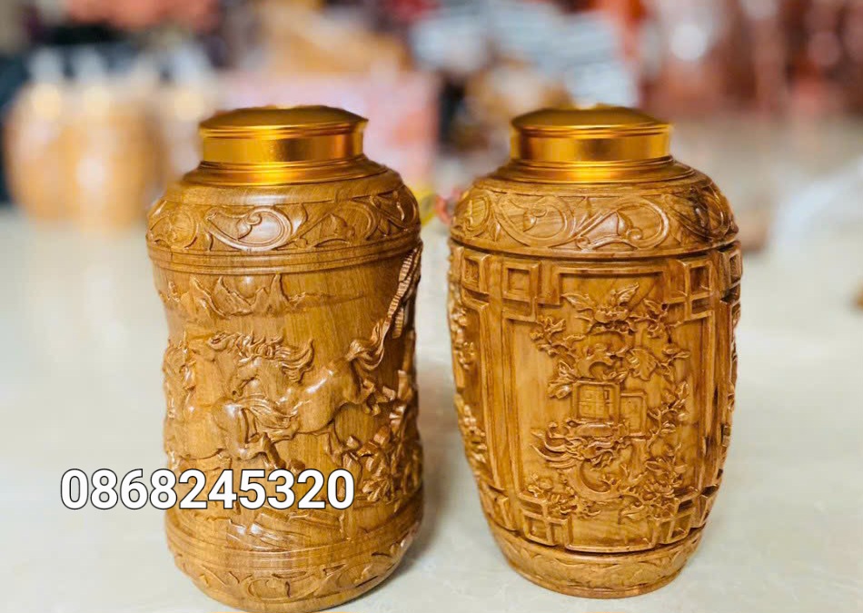 Hộp trà chè gỗ bách xanh lắp đồng cao cấp kt 20×11cm