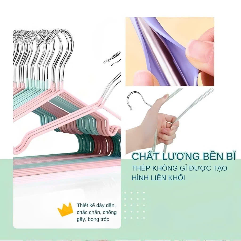 Combo 10 Móc Phơi Inox Không Gỉ, Móc Treo Quần Áo Chịu Nhiệt Cho Trẻ Em và Người Lớn - HÀNG CHÍNH HÃNG MINIIN
