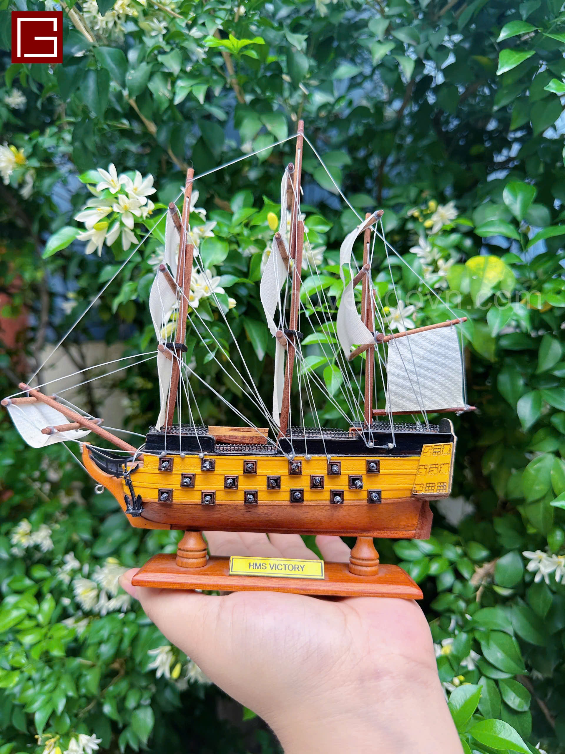 Mô hình thuyền gỗ HMS VICTORY kích thước nhỏ 20cm, thuyền gỗ phong thủy, mô hình trang trí, decor phòng học