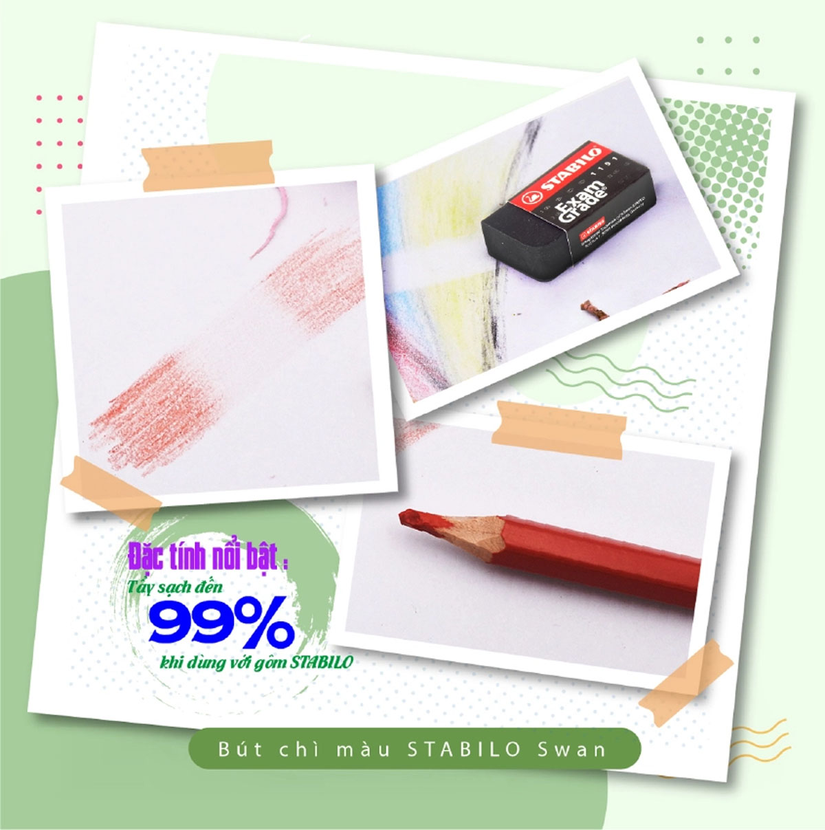 Hộp gôm STABILO đen Exam Grade - Hộp 12 viên màu đen, lớn (ER196E/12)