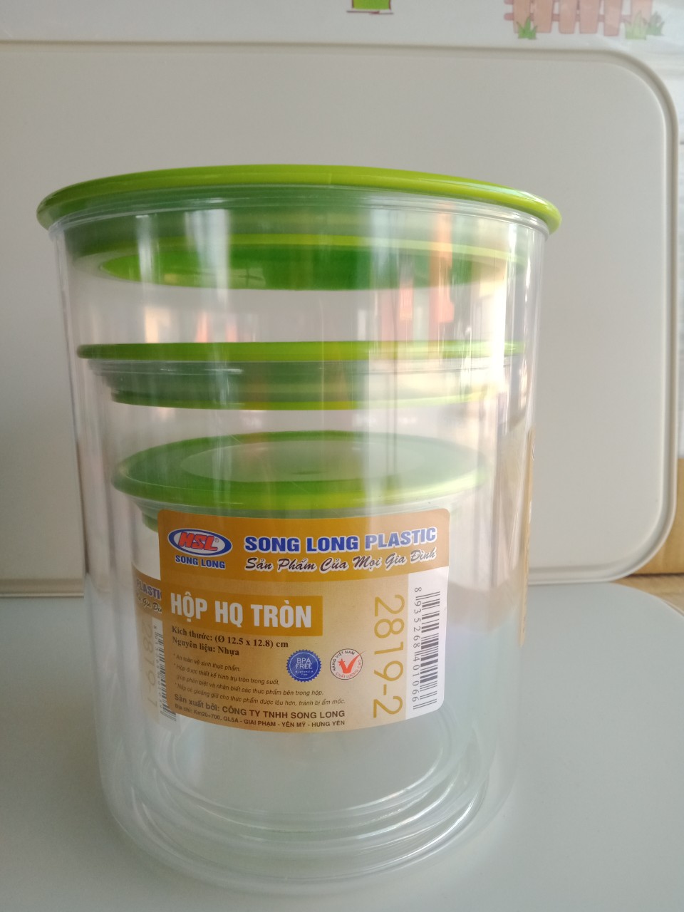 Bộ 3 hộp thực phẩm Hàn Quốc tròn cao cấp Song Long- màu ngẫu nghiên
