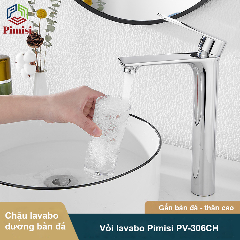 Vòi Chậu Lavabo Pimisi PV-306CH Thân Cao 30cm | Chính Hãng