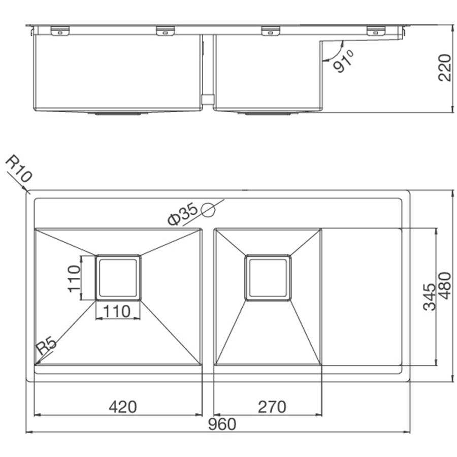 Chậu rửa chén Inox Malloca MS 6305T