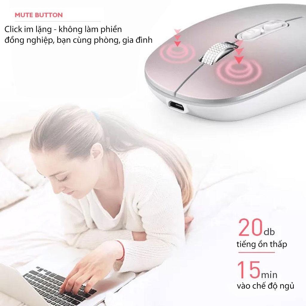 Chuột bluetooth PIXLINK P103BL 2 chế độ sạc pin siêu mỏng không gây tiếng ồn chuyên dùng cho Máy tính, pc, Laptop, Tivi Hàng Chính Hãng
