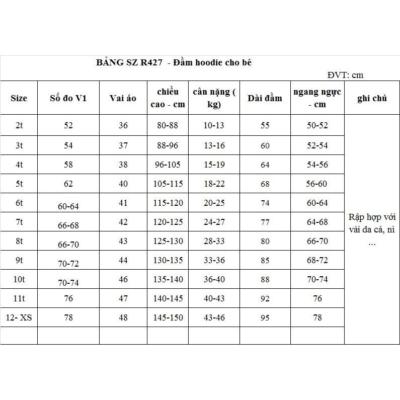 Rập giấy A0 R427- đầm hoodie cho bé (BẢN VẼ)