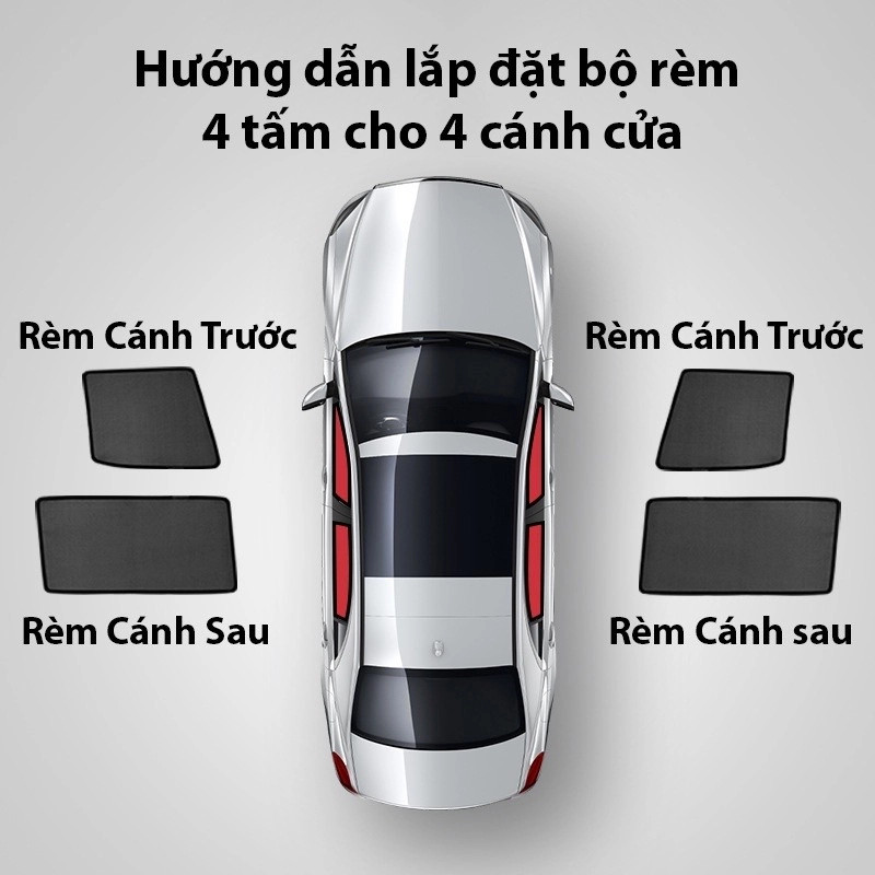Bộ 4 tấm Rèm che nắng theo xe ô tô Hyundai SANTAFE 2019-2024, Tấm che nắng ô tô nam châm tự dính