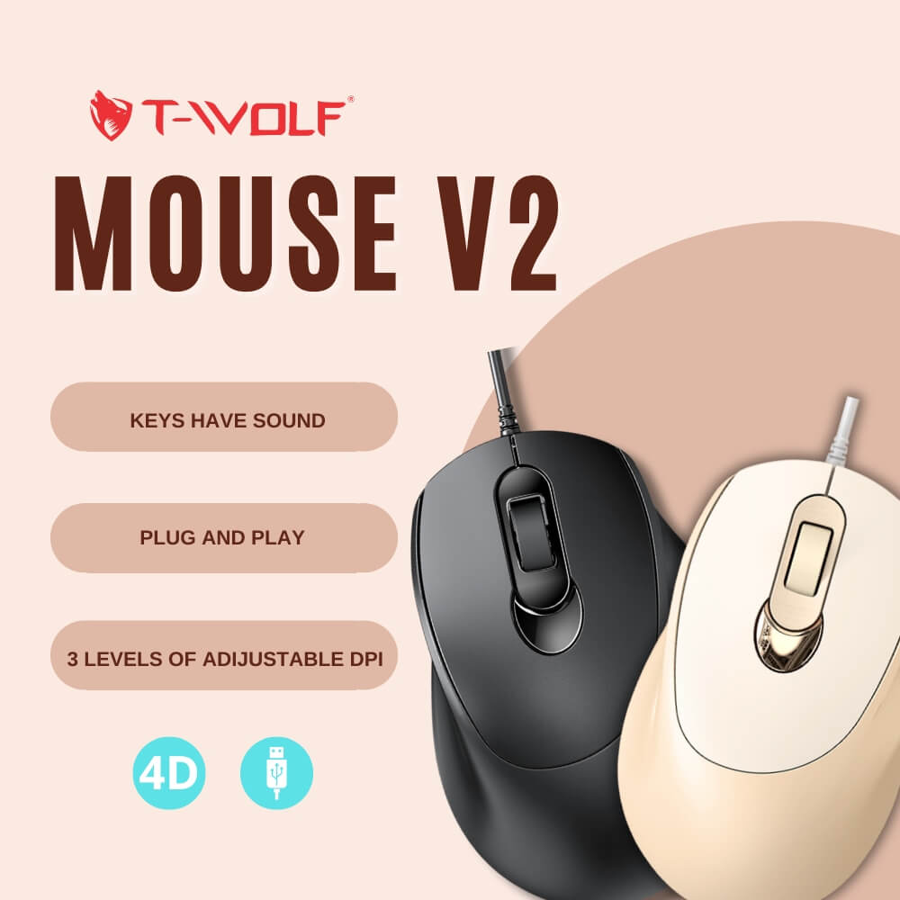 Chuột Có Dây T-Wolf V2 (Đen/Hồng)- Hàng Chính Hãng
