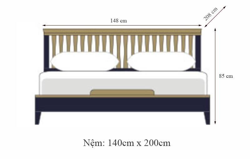 Giường Đôi NB-Blue Gỗ Tự Nhiên Ibie BBDNBBR - Xanh