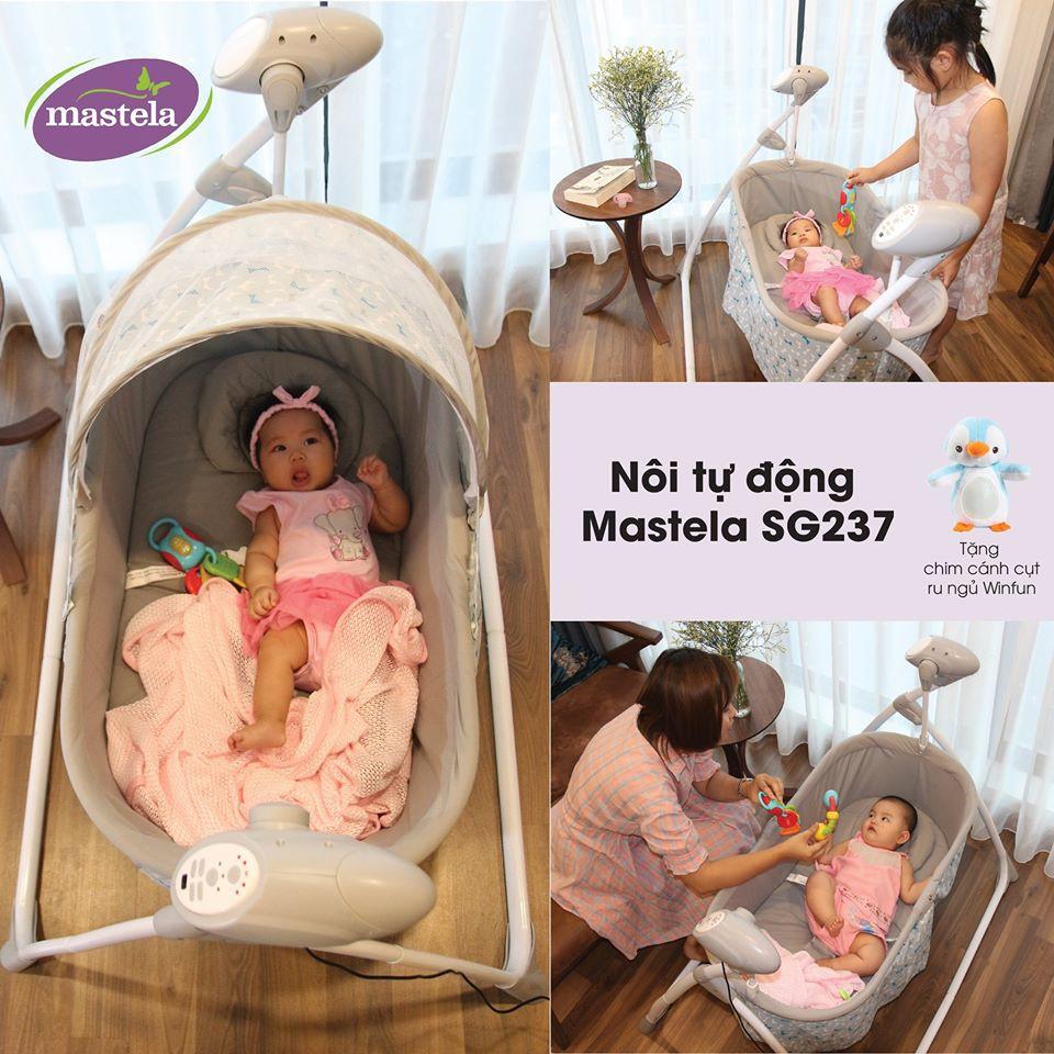 Nôi điện cho bé điều khiển từ xa kết hợp nhạc trắng ru ngủ Mastela SG239 - Nôi cho bé sơ sinh đu đưa tự động