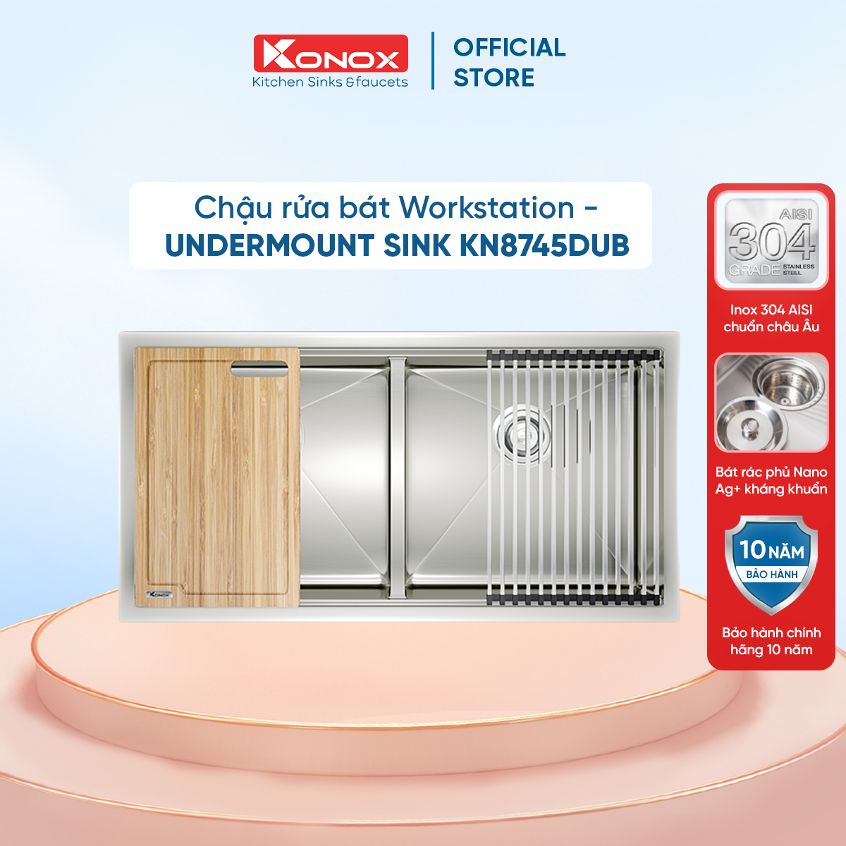 Chậu rửa chén bát inox 304 Konox KN8745DUB