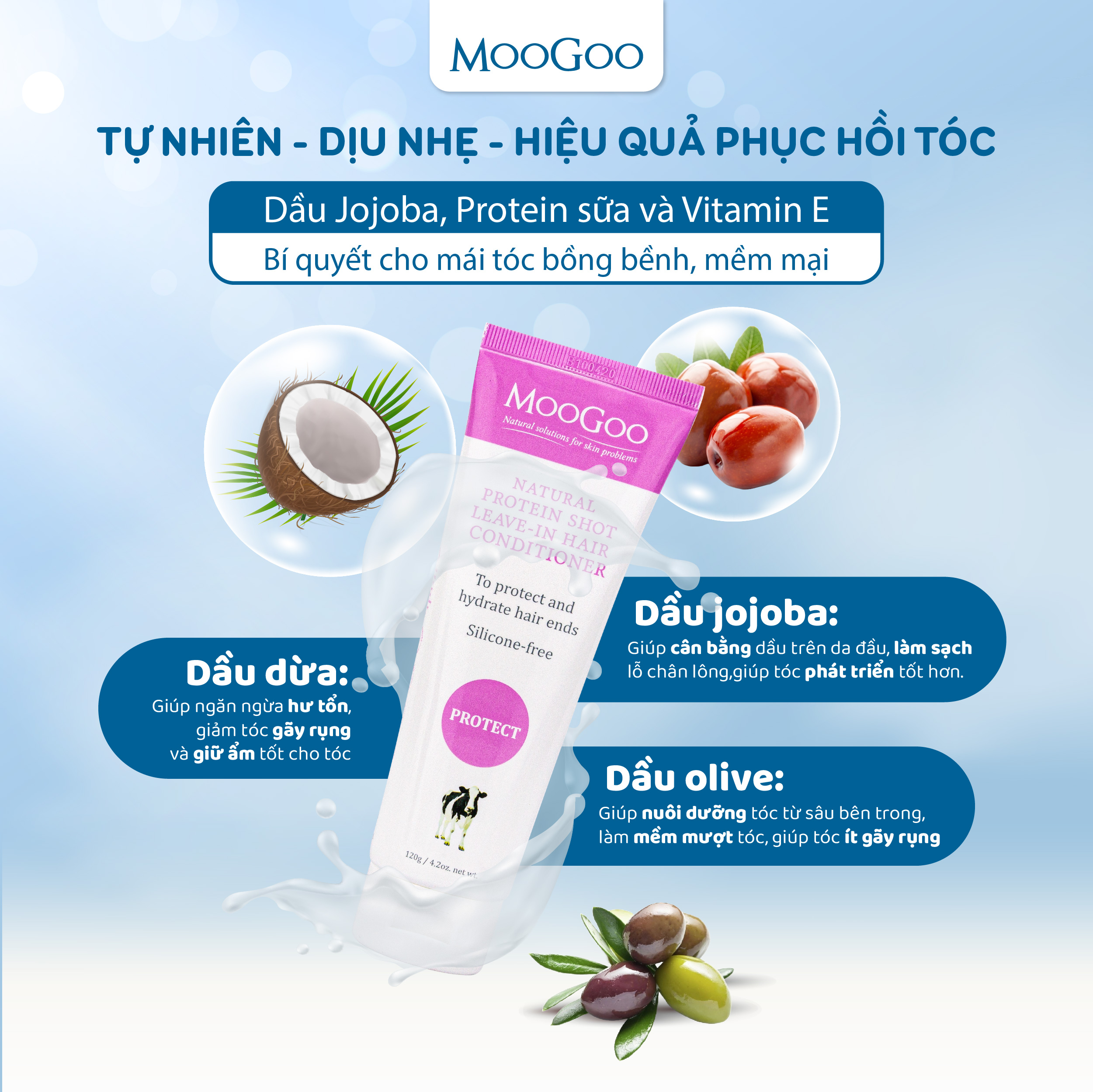 Dầu gội đầu dịu nhẹ cho bé không SLS, Sulfate, cho bé, da nhạy cảm MooGoo